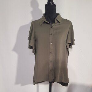 Olive button up blouse